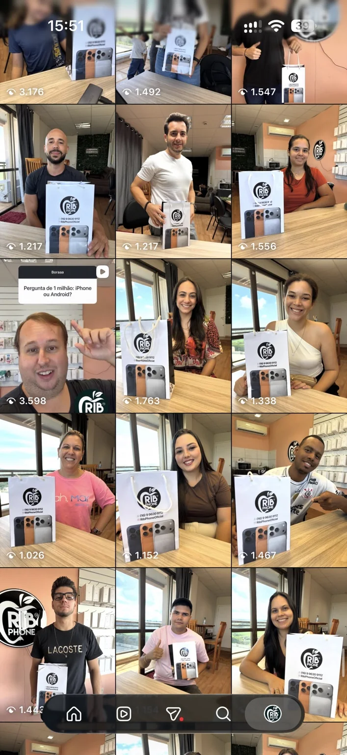 Print com diversos clientes da RibPhone no Instagram